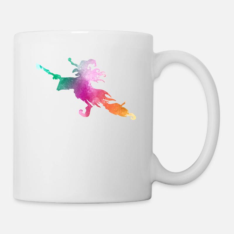 Balai Flying Witch Air Drôle de sorcières d’Halloween - Mug blanc - blanc