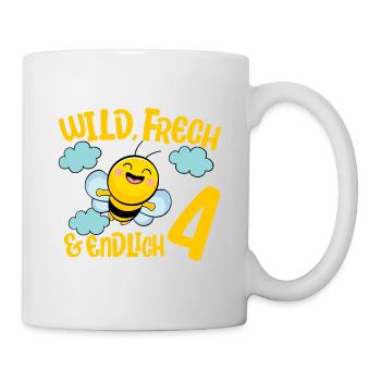 Motif d’anniversaire d’abeille enfin 4 ans fille - Mug blanc - blanc - Droite