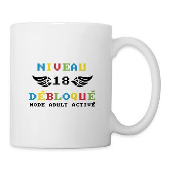 Niveau 18 Débloqué mode adult activé - Mug blanc - blanc - Droite
