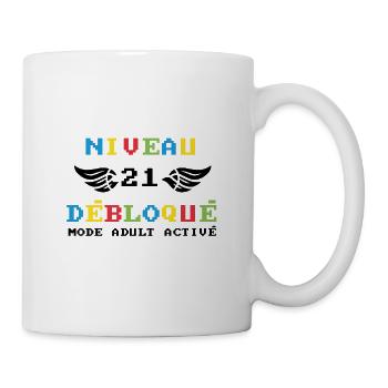 Niveau 21 Débloqué mode adult activé - Mug blanc - blanc - Droite