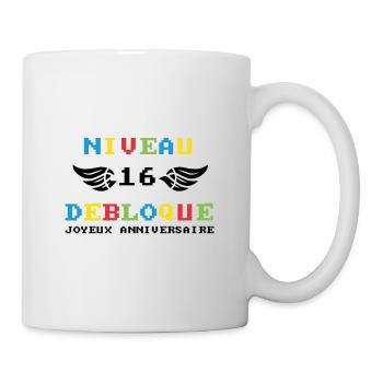 Niveau 16 Débloqué joyeux anniversaire - Mug blanc - blanc - Droite