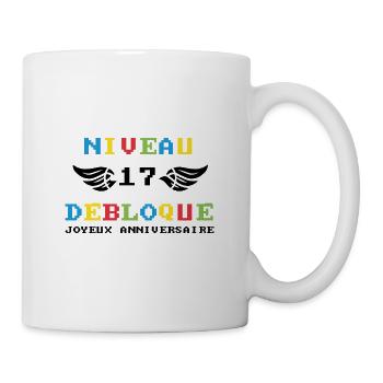 Niveau 17 débloqué joyeux anniversaire - Mug blanc - blanc - Droite