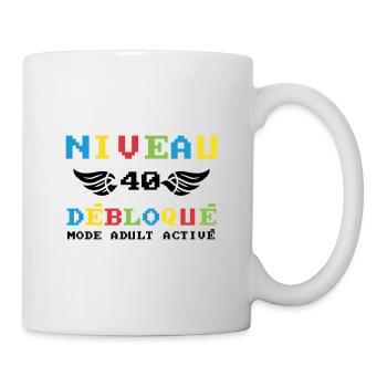 Niveau 40 débloqué mode adult activé - Mug blanc - blanc - Droite