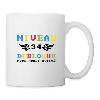 Niveau 34 Débloqué mode adult activé - Mug blanc - blanc - Droite