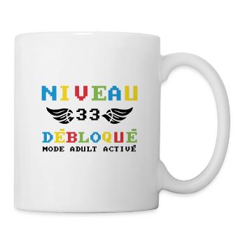 Niveau 33 Débloqué mode adult activé - Mug blanc - blanc - Droite