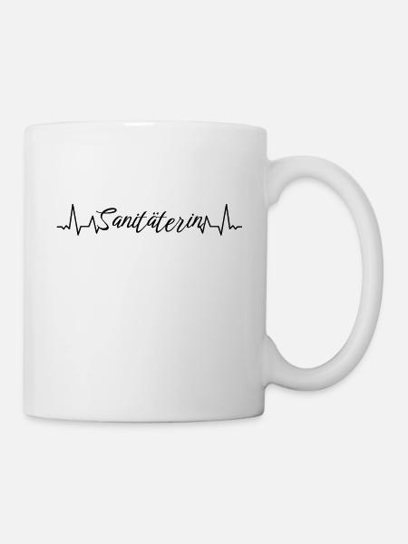 Rettungsdienst Herzschlag Sanitäterin - Tasse - Weiß