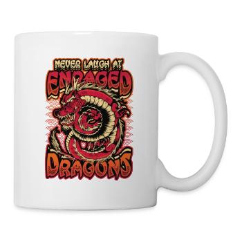 Never laugh at angry dragons - Mug - white - Right