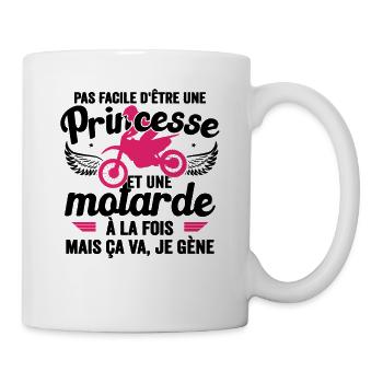 Moto Vélo Anniversaire Motocross Femme Idée Cadeau - Mug blanc - blanc - Droite