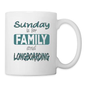 Sunday is for family and Longboarding Spruch - Mug - white - Right