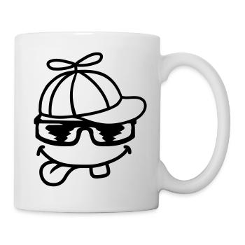 Face Comic Propeller Cap Éolienne - Mug blanc - blanc - Droite