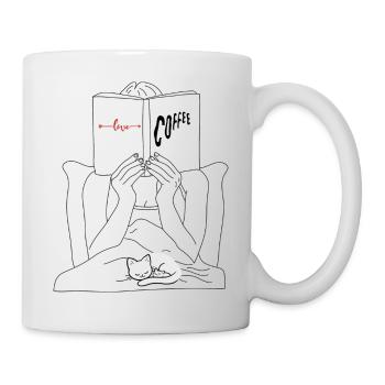 I love books, coffee and cats - Mug - white - Right