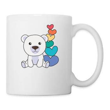 Rainbow Hearts Pride LGBTQ Cute Animals Polar Bear - Mug - white - Right