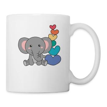 Rainbow Hearts Pride LGBTQ Mignons Animaux Éléphant - Mug blanc - blanc - Droite