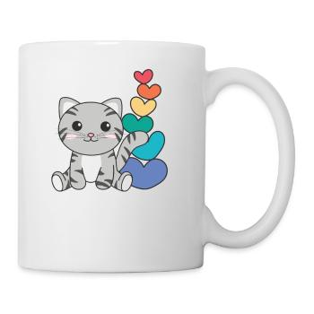 Rainbow Hearts Pride LGBTQ cute animals cat - Mug - white - Right