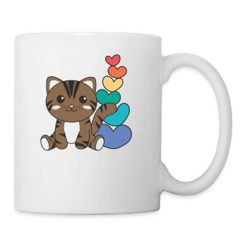 Regenbogen Herzen Pride LGBTQ süße tiere Katze - Tasse - Weiß - Rechts