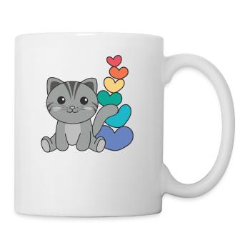 Rainbow Hearts Pride LGBTQ cute animals cat - Mug - white - Right