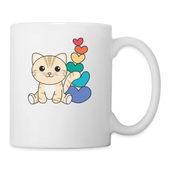 Regenbogen Herzen Pride LGBTQ süße tiere Katze - Tasse - Weiß - Rechts