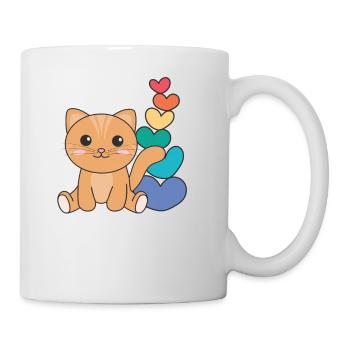 Regenbogen Herzen Pride LGBTQ süße tiere Katze - Tasse - Weiß - Rechts