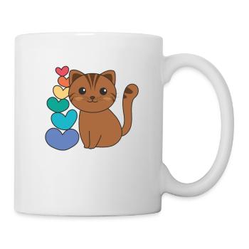 Regenbogen Herzen Pride LGBTQ süße tiere Katze - Tasse - Weiß - Rechts
