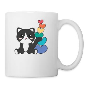 Rainbow Hearts Pride LGBTQ cute animals cat - Mug - white - Right