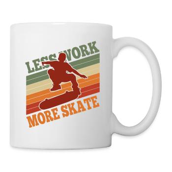 Skater Less Work More Skate - Vintage Skateboarder - Mug - white - Right
