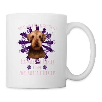 Zwei Airedale Terrier sind besser - Tasse - Weiß - Rechts
