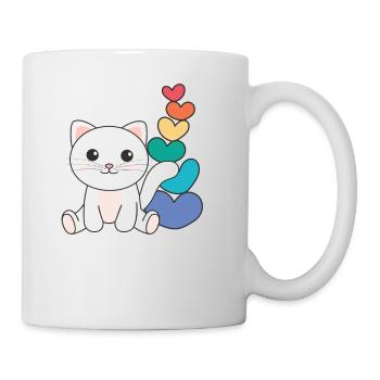 Rainbow Hearts Pride LGBTQ animaux mignons chat - Mug blanc - blanc - Droite