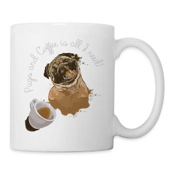 Funny pug dog head dog - Mug - white - Right