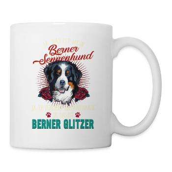 Berner Sennenhund Glitzer Haare - Tasse - Weiß - Rechts