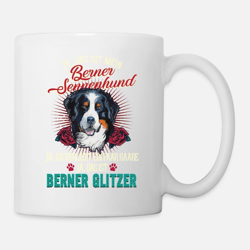Berner Sennenhund Glitzer Haare - Tasse - Weiß