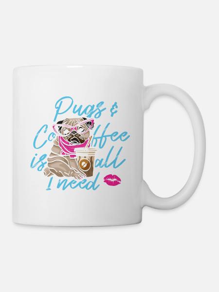 Lustiges Pug Hundekopf Hund - Tasse - Weiß