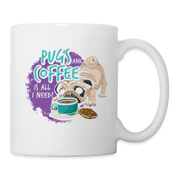 Funny pug dog head dog - Mug - white - Right