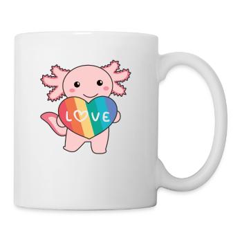 rainbow hearts pride LGBTQ cute animals axolotl - Mug - white - Right