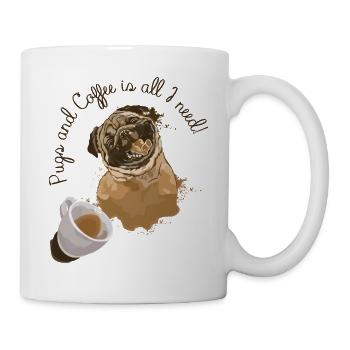 Funny pug dog head dog - Mug - white - Right