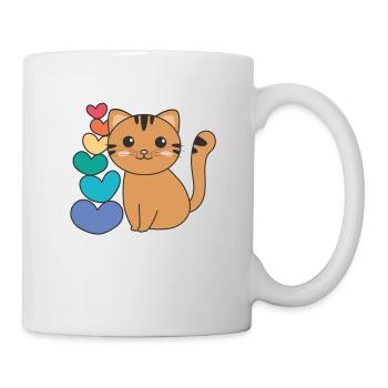 Regenbogen Herzen Pride LGBTQ süße tiere Katze - Tasse - Weiß - Rechts