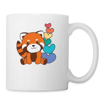 Regenbogen Herzen Pride LGBTQ süßer Roter Panda - Tasse - Weiß - Rechts