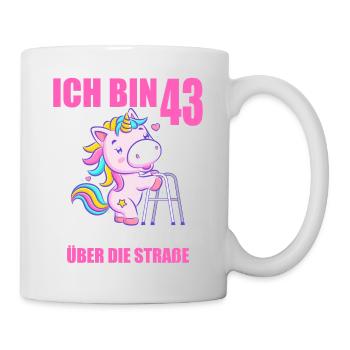 Ich bin 43 Bitte helfen Sie mir über Straße - Tasse - Weiß - Rechts