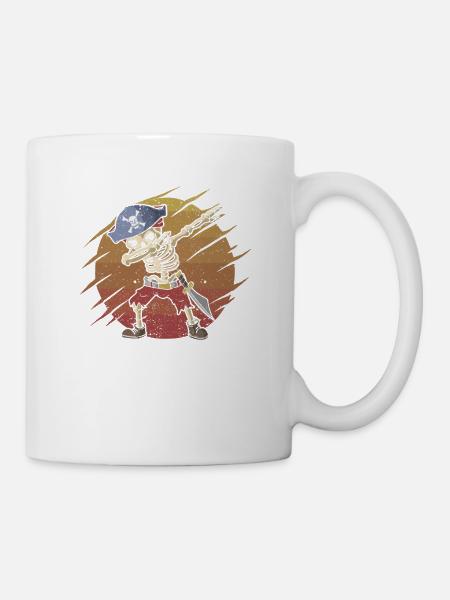 Halloween Dabbing Pirate Squelette Drôle Dab Danse - Mug blanc - blanc