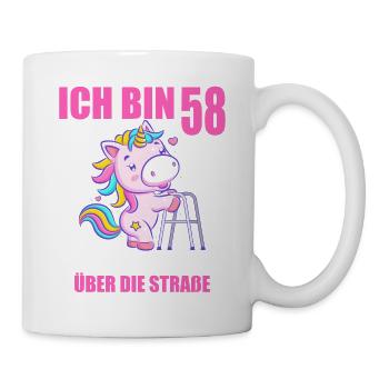 Ich bin 58 Bitte helfen Sie mir über Straße - Tasse - Weiß - Rechts