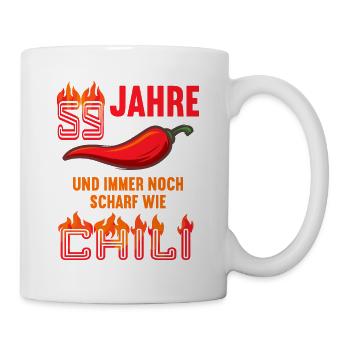 59 Jahre und immer noch scharf wie Chili - Tasse - Weiß - Rechts