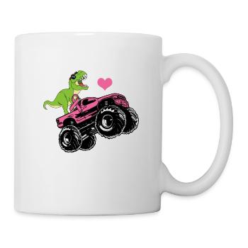 Dinosaur Monster Truck - I Wear Pink For My Mom - Tasse - Weiß - Rechts