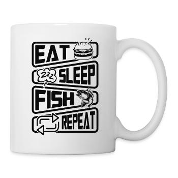 Pêcheur Drôle de pêche Manger Dormir Poisson Répéter - Mug blanc - blanc - Droite