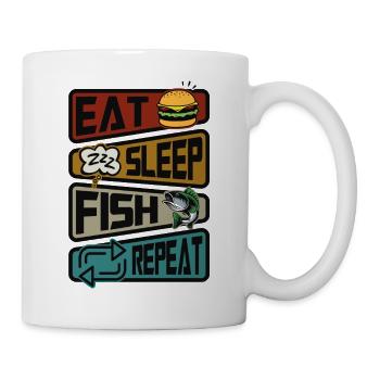 Pêcheur Pêche Manger Sommeil Poisson Répéter Pêcheur - Mug blanc - blanc - Droite