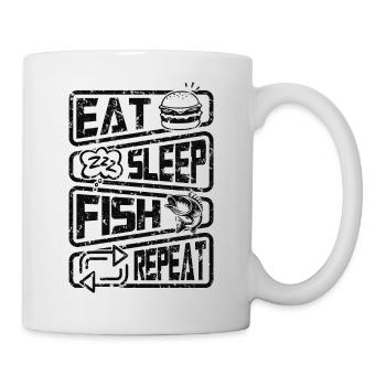 Fisherman Funny Fishing Eat Sleep Fish Repeat - Mug - white - Right