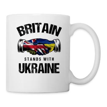 Britain Stands With Ukraine UK Ukrainian Flag - Mug - white - Right