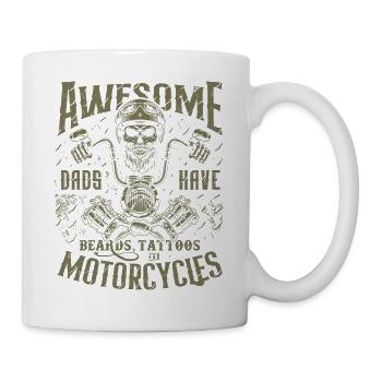 Biker Väter haben Tattoos Bärte fahren Motorrad - Tasse - Weiß - Rechts