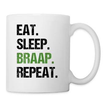 Eat Sleep Braap Wiederholung Funny Dirt Bike Motocross - Tasse - Weiß - Rechts