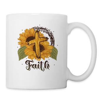Religious Sunflower Cross Christian Faith - Mug - white - Right