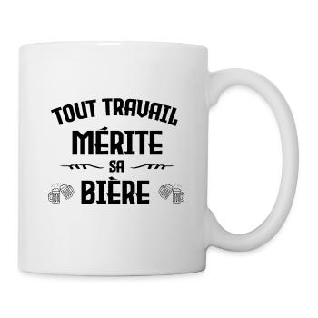 tout travail mérite sa bière,alcool,humour,drôle - Mug blanc - blanc - Droite