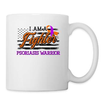 Psoriasis Warrior Fighter Lavender Orange Ribbon - Mug - white - Right